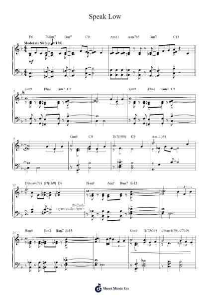 Speak Low Sheet Music by Kurt Weill-Arr.Chrisriah Sheicia