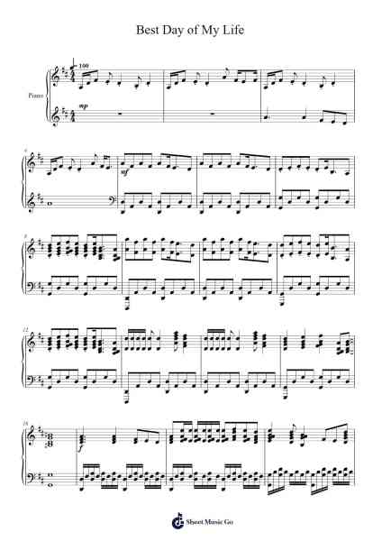 Best Day of My Life Sheet Music by -Arr.Holmesney Cliffcol