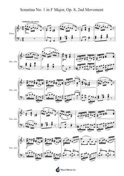 Sonatina No. 1 in F Major, Op. 8, 2nd Movement Sheet Music by Hermann Goetz-Arr.Wesriah