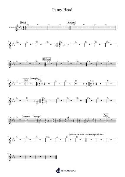 In my Head Sheet Music by Jason Derulo-Arr.Mickbess