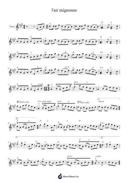 l'air mignonne Sheet Music by Misc tunes-Arr.Shirnett