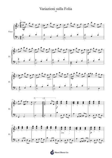 Variazioni sulla Folia di Alessandro Scarlatti 樂譜由 Alessandro Scarlatti - 編曲 Rontrine Ollyn