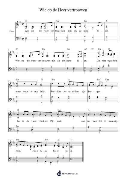 Wie op de Heer vertrouwen Sheet Music by -Arr.Twainsel