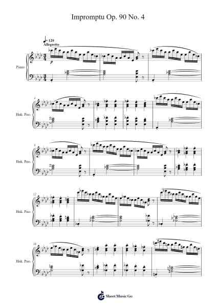 Impromptu Op. 90 No. 4 Sheet Music by Franz Schubert-Arr.Gemgene