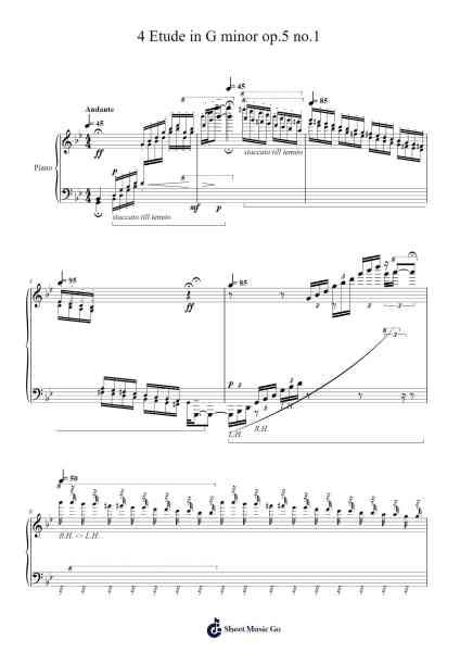 4 Etude in G minor op.5 no.1 樂譜由 Boothphen Rybes - 編曲 Chamtra