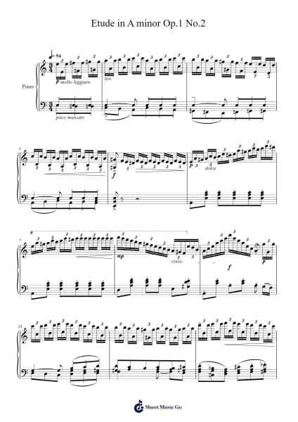 Etude in A minor Op.1 No.2 樂譜由 Franz Liszt - 編曲 Raelo