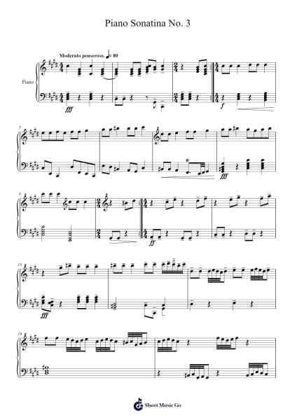 Piano Sonatina No. 3 Sheet Music by Speno Watdel-Arr.Kelthea