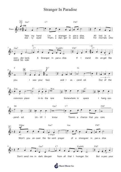 Stranger In Paradise Sheet Music by Robert Wright/George Forrest-Arr.Auslus Yeachard
