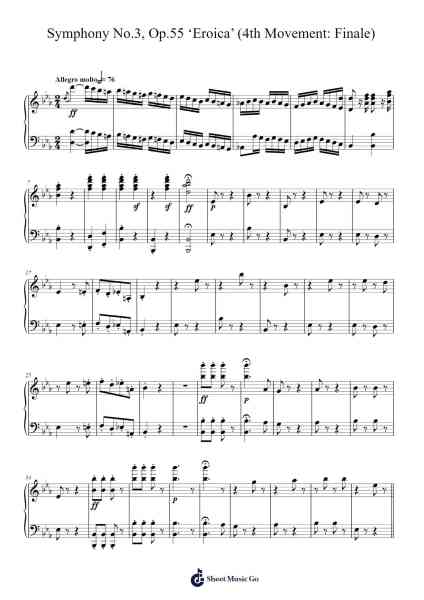Symphony No. 3 in E-Flat Major, Op. 55 "Eroica": IV. Finale Sheet Music by Ludwig van Beethoven-Arr.Hobjeames
