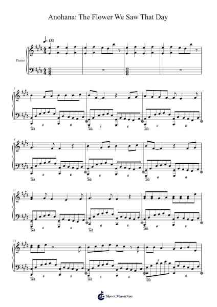 Anohana: The Flower We Saw That Day Sheet Music by 町田紀彦/尾崎雄貴-Arr.O'Cakeats Leofunk