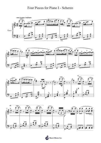 Four Pieces for Piano, I - Scherzo Sheet Music by Lucas Lee-Arr.Milesbloor