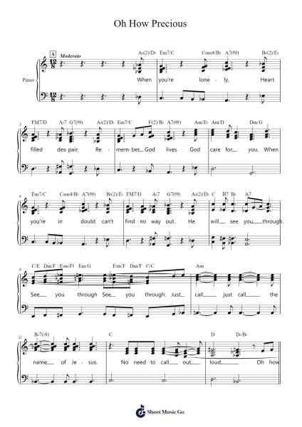 Oh How Precious Sheet Music by Sainsram-Arr.Saslaide Wattvic