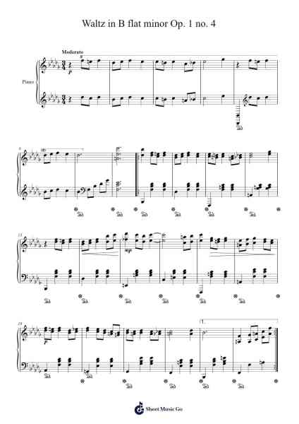 Waltz in B-flat Minor, Op. 1, No. 4 Sheet Music by Ian Lee-Arr.Genus