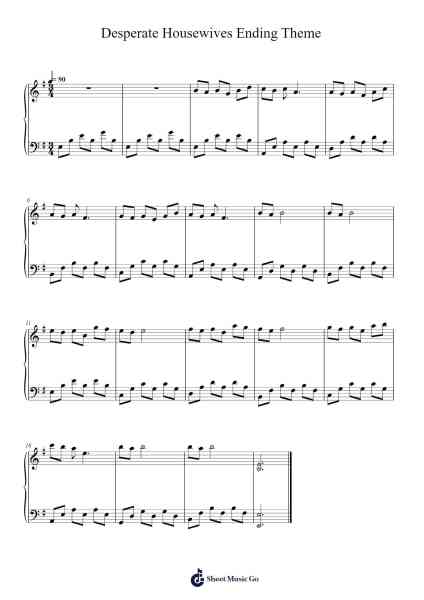 Desperate Housewives Ending Theme Sheet Music by Steve Jablonsky-Arr.Manlass