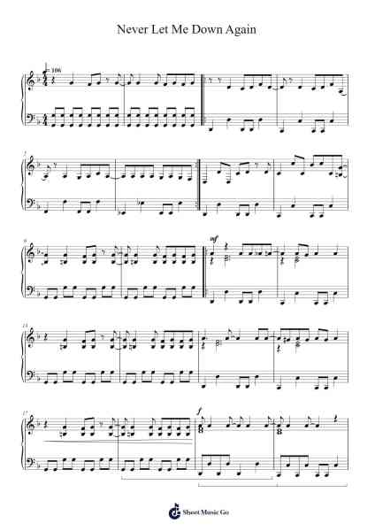 Never Let Me Down Again Sheet Music by Martin Gore-Arr.Yetlup Hoybird