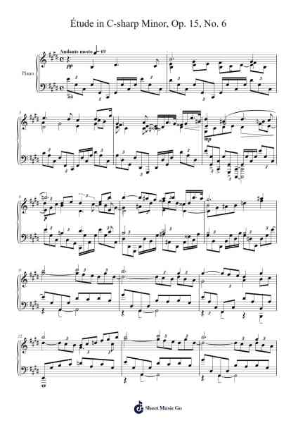Étude in C-sharp Minor, Op. 15, No. 6 Sheet Music by Matthew Wong-Arr.Ivescan Nelral
