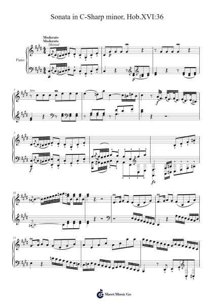 Sonata in C-Sharp Minor, Hob.XVI:36 Sheet Music by Joseph Haydn-Arr.Paubur Fitztio