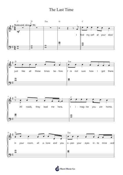 The Last Time Sheet Music by Taylor Swift-Arr.Petmann Omaud
