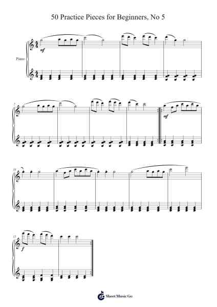 50 Practice Pieces for Beginners, No. 5 Sheet Music by Carl Czerny-Arr.Campleign Eli