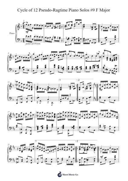 Cycle of 12 Pseudo-Ragtime Piano Solos No. 9 in F Major Sheet Music by Are Jayem-Arr.Mollries