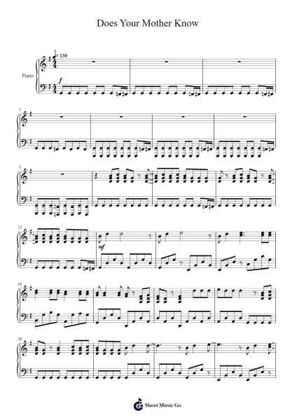 Does Your Mother Know Sheet Music by ABBA-Arr.Yalegus