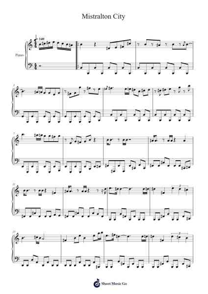 Mistralton City Sheet Music by Shota Kageyama-Arr.Ribloor
