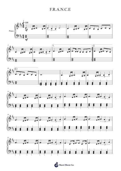 F.R.A.N.C.E Sheet Music by Candice Parise-Arr.Swinhood Ajean