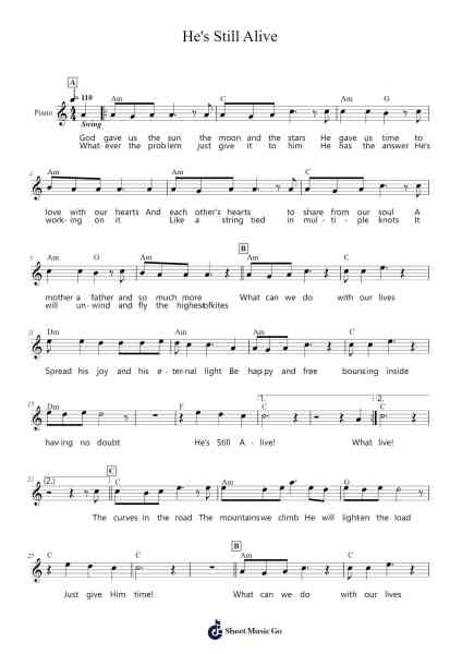 He's Still Alive Sheet Music by Tina Neumann/Dennis Angellis-Arr.Gorliz