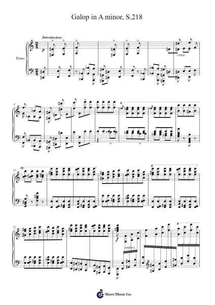 Galop in A Minor, S.218 Sheet Music by Franz Liszt-Arr.Nodric