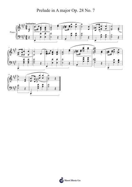 Prelude in A Major, Op. 28, No. 7 Sheet Music by Frédéric Chopin-Arr.Deirrine Sisibyl
