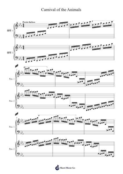 Carnival of the Animals: Wild Donkeys Sheet Music by Camille Saint-Saëns-Arr.Hewdys