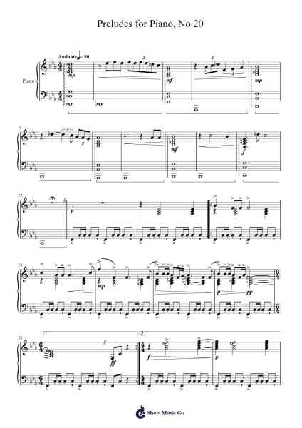 Preludes for Piano, No 20 Sheet Music by Manlass-Arr.Jorriel Toursnoah