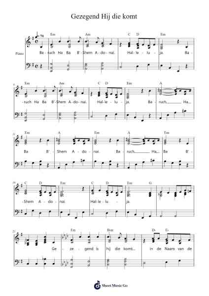 Gezegend Hij die komt Sheet Music by -Arr.Chloepole