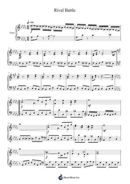 Rival Battle Sheet Music by Junichi Masuda-Arr.Gailmand