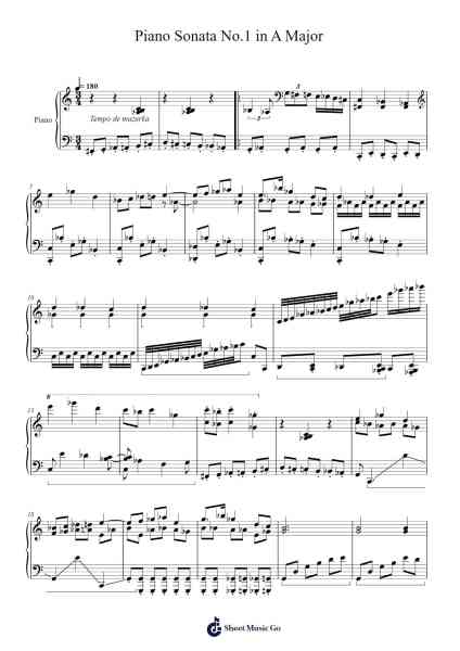 Piano Sonata No. 1 in A Major, Movement 1: Mazurka Sheet Music by Aidan Clanton-Arr.Auwolf