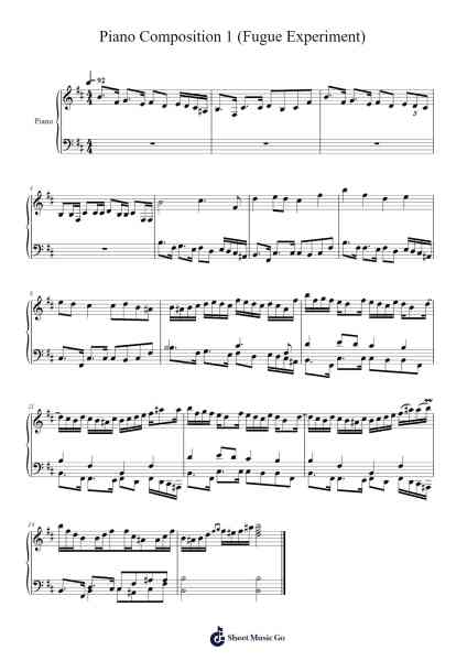 Piano Composition 1 (Fugue Experiment) Sheet Music by Miles Merrill-Arr.Dunbeck