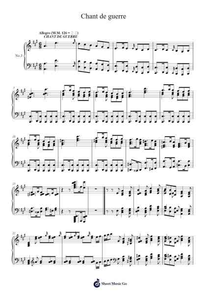 Recueil de Chants, Op. 38: No. 3 Chant de guerre Sheet Music by Charles-Valentin Alkan-Arr.Gunsea Holmesbob