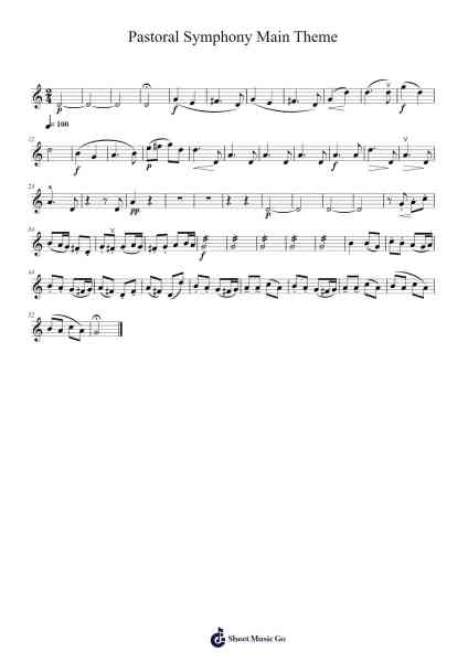 Pastoral Symphony Main Theme Sheet Music by Ludwig van Beethoven-Arr.Latckens