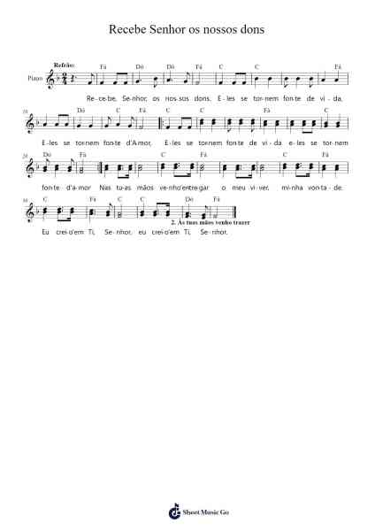 Recebe Senhor os nossos dons Sheet Music by Pedro Ribeiro 9-Arr.Pulip