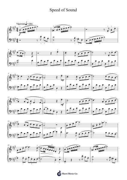 Speed of Sound Musica per pianoforte di Coldplay - Arr.Nanriah Obrook