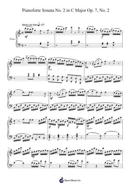 Pianoforte Sonata No. 2 in C Major, Op. 7, No. 2: I. "Amalia" Sheet Music by Emile Joseph Tromp-Arr.Milnett