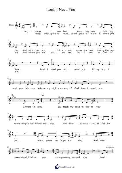 Lord, I Need You Sheet Music by Matt Maher/Jesse Reeves/Kristian Stanfill/Christy Nockels/Daniel Carson-Arr.Babberg Neriam