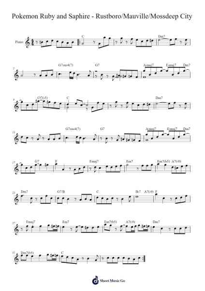 Pokemon Ruby and Saphire - Rustboro/Mauville/Mossdeep City Sheet Music by Junichi Masuda/Go Ichinose-Arr.Saulnick Huddon