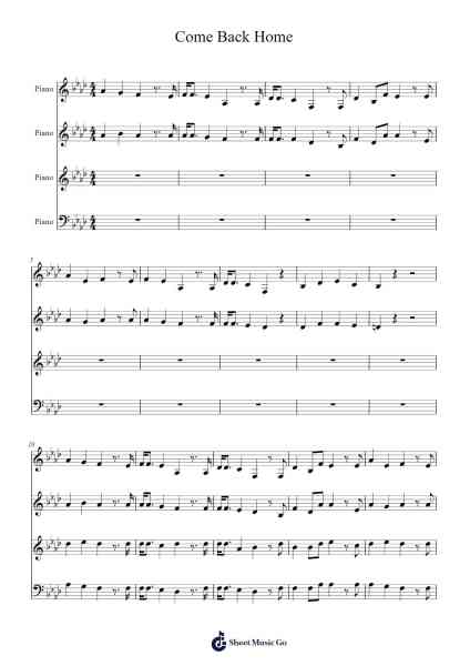 Come Back Home Sheet Music by -Arr.Wildmy
