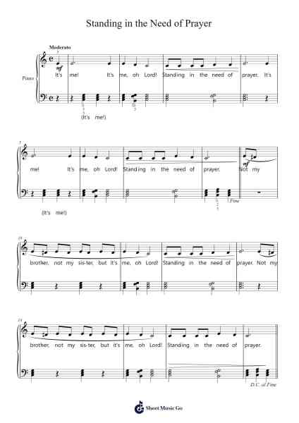 Standing in the Need of Prayer Sheet Music by African-American Spiritual-Arr.Lamhugh Hoorid