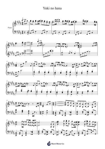 Yuki no hana Sheet Music by Mika Nakashima-Arr.Toddgail