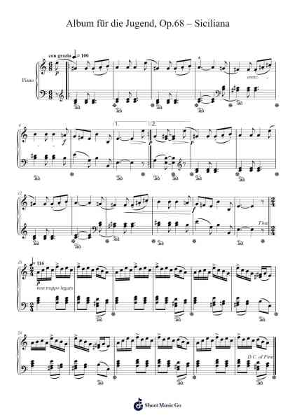Album für die Jugend, Op. 68 "Siciliana" Sheet Music by Robert Schumann-Arr.Wildmy