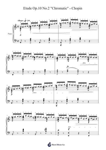Etude Op. 10 No. 2 in A Minor "Chromatic" Sheet Music by Frédéric Chopin-Arr.Osworth Gosca