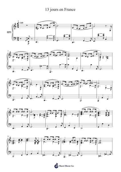 13 jours en France Sheet Music by Blairne Verbby-Arr.Totience Queesom