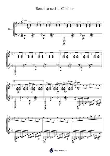 Sonatina No. 1 in C Minor Sheet Music by Igrey Milestave-Arr.Georfoe